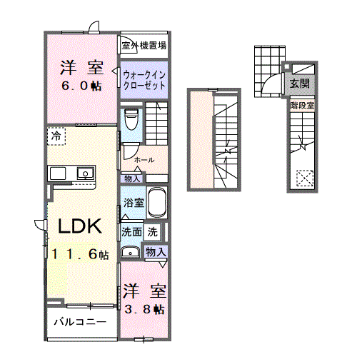 フローラル グレイス(2LDK/3階)の間取り写真