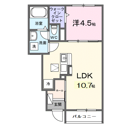 オルタンシア・チェーロ(1LDK/1階)の間取り写真