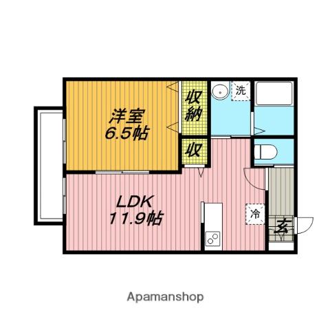 カーサ都 B(1LDK/1階)の間取り写真