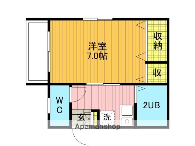 サンシャインⅡ(1K/1階)の間取り写真