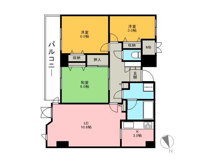 ライオンズプラザ大宮(3LDK/3階)の間取り写真