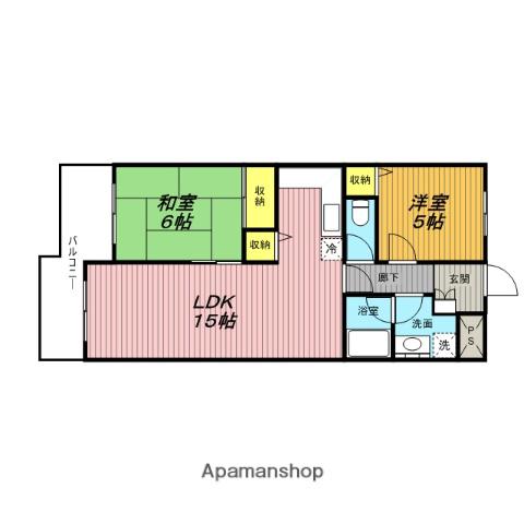 シャルム櫛引(2LDK/3階)の間取り写真