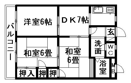 グランドメゾン矢島(3DK/2階)の間取り写真