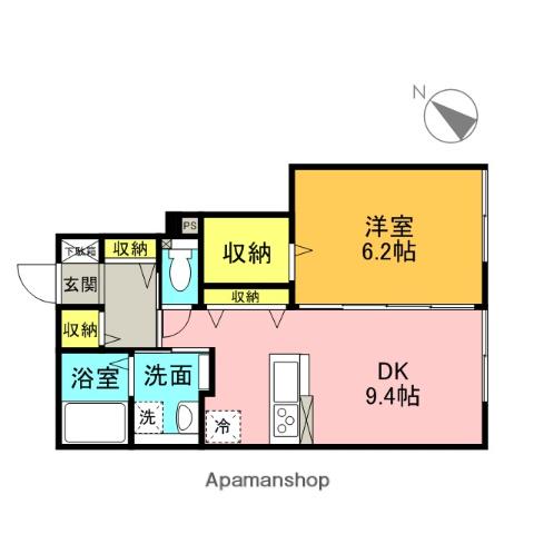 BENIZUN ウエスト(1LDK/1階)の間取り写真