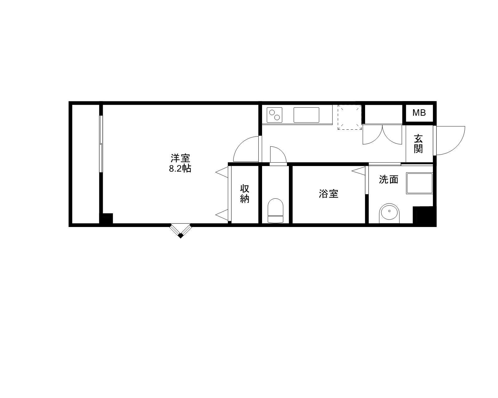 ウィスタリア(1K/5階)の間取り写真