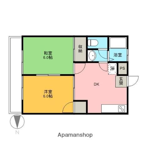 フォレストマンション(2DK/2階)の間取り写真
