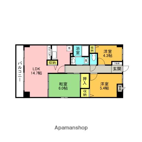 M・LAUREL・WOODS(3LDK/3階)の間取り写真
