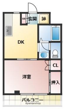 サンハイムエム(1DK/2階)の間取り写真