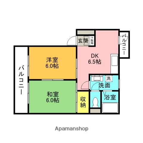 ロキシーリヴェール(2DK/3階)の間取り写真