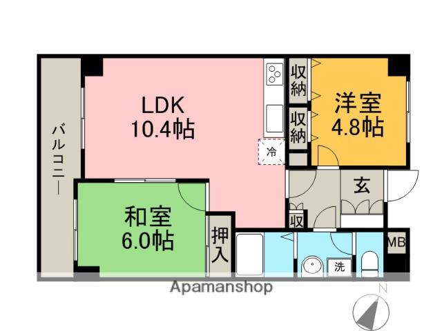 ライオンズシティ川口(2LDK/9階)の間取り写真