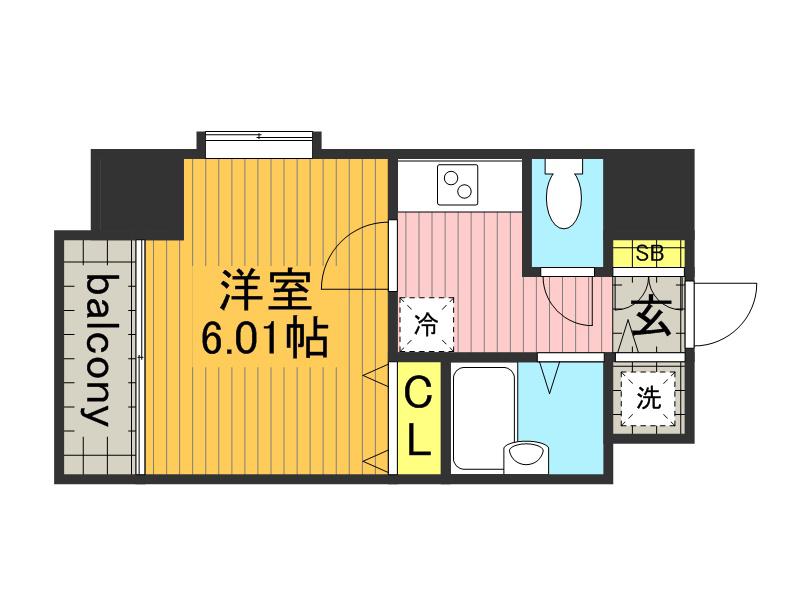 アクシーズタワー川口幸町Ⅱ(1K/11階)の間取り写真