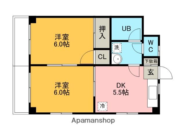 アーバンヒルASAHI(2DK/3階)の間取り写真