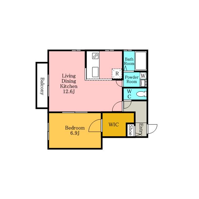 ミルクリーク飯塚(1LDK/1階)の間取り写真