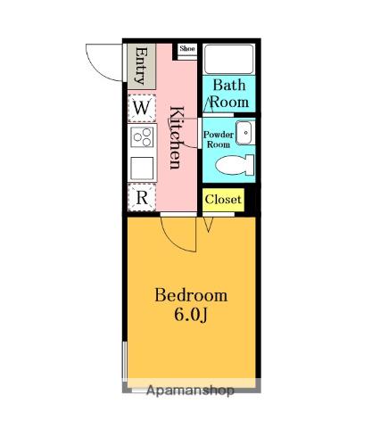 THE OPAL(1K/4階)の間取り写真