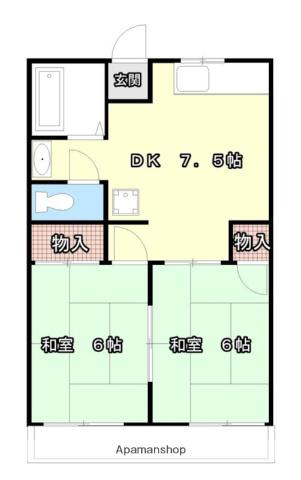 リアスチックハウス(2DK/2階)の間取り写真