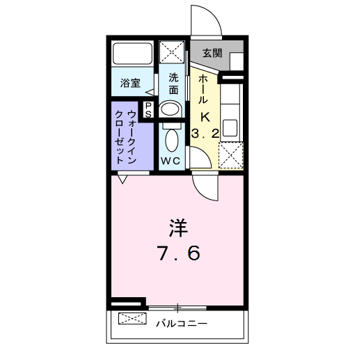 エクレール朝日(1K/1階)の間取り写真