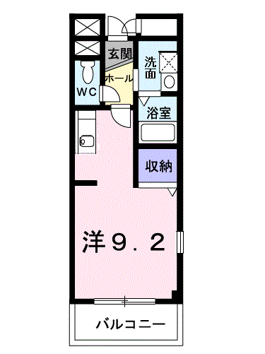 ロータスブルー(1K/2階)の間取り写真