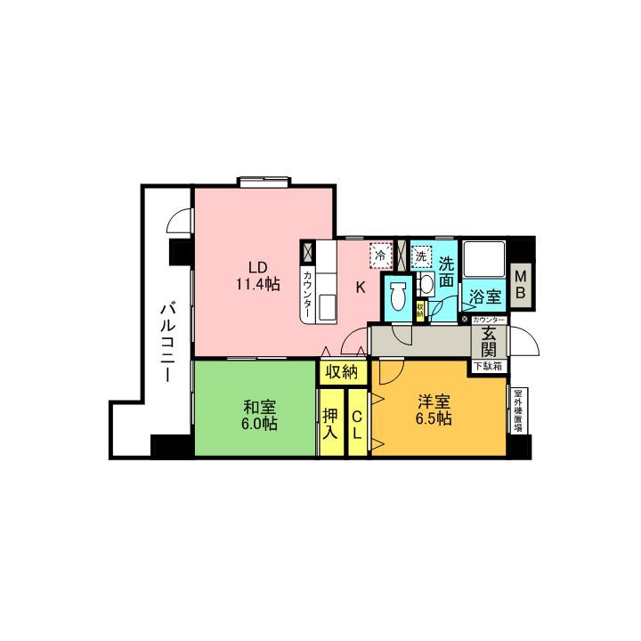 ベルヴィーユⅡ(2LDK/4階)の間取り写真