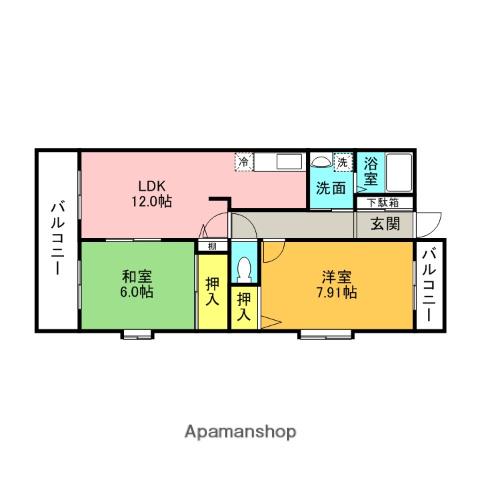 M・HARVESTRIDGE(2LDK/2階)の間取り写真