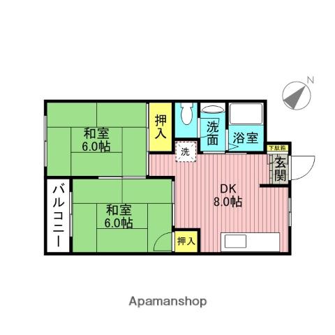 サンハイツアサヒ(2DK/3階)の間取り写真