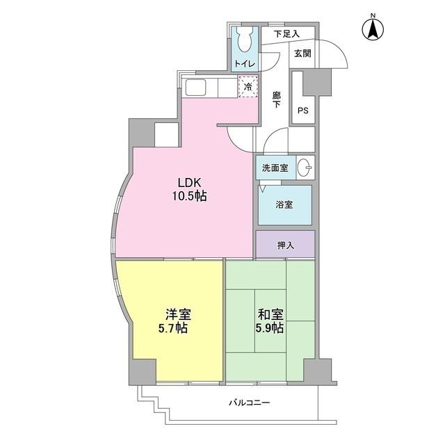 グランディオスTN(2LDK/3階)の間取り写真