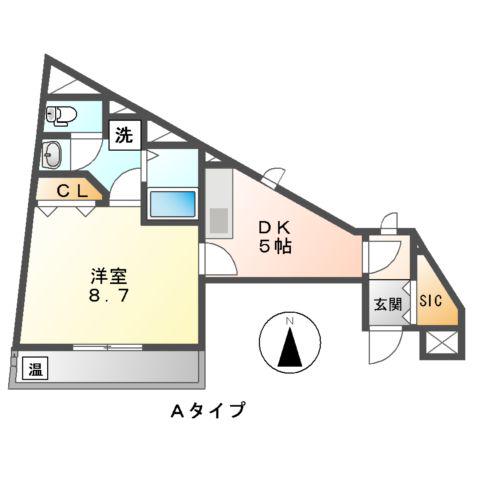 LE TEMPS HEUREUX S(1DK/1階)の間取り写真