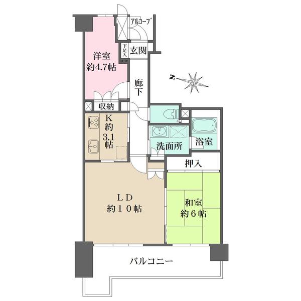 川口パークハウス(2LDK/7階)の間取り写真