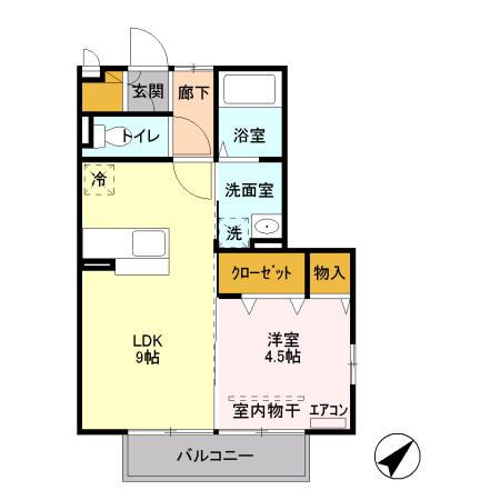 メゾン・ディアベルジュ(1LDK/2階)の間取り写真