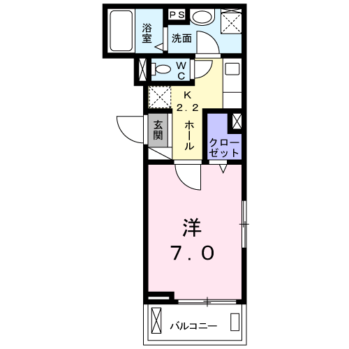 ジェルメ 壱番館(1K/2階)の間取り写真