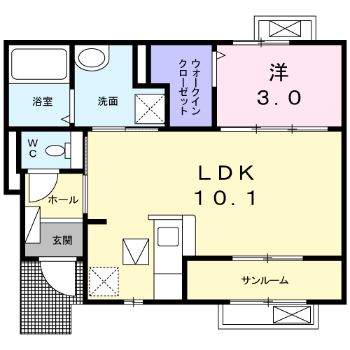 クオーレ(1LDK/1階)の間取り写真