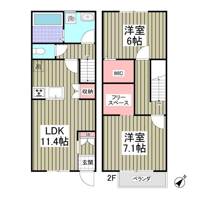 DUPLEXNAKAIⅡ(2LDK/2階)の間取り写真