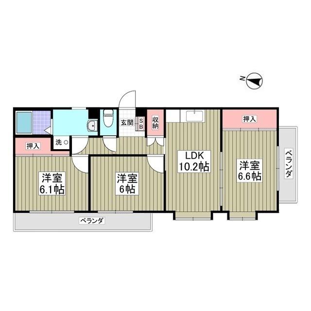 コーポ・マリリ(3DK/3階)の間取り写真