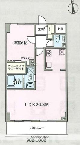 ノース TRUST(1LDK/9階)の間取り写真
