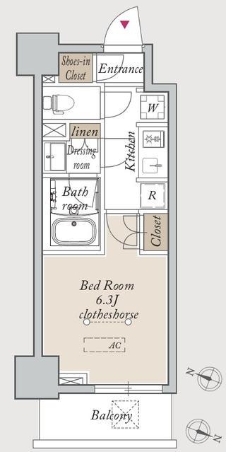 HF川口駅前レジデンス(1K/3階)の間取り写真