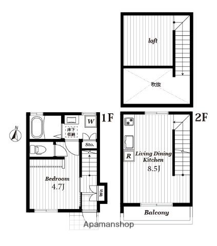 VERANDA(1LDK/1階)の間取り写真