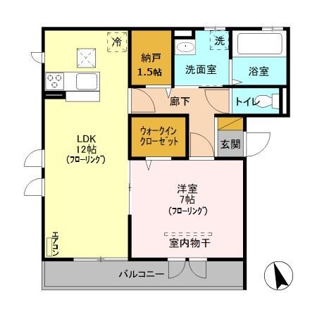 WINDWARD(1LDK/1階)の間取り写真