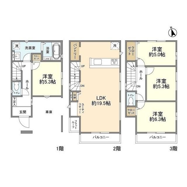 埼玉高速鉄道 鳩ケ谷駅 徒歩11分 3階建 築2年(4LDK)の間取り写真