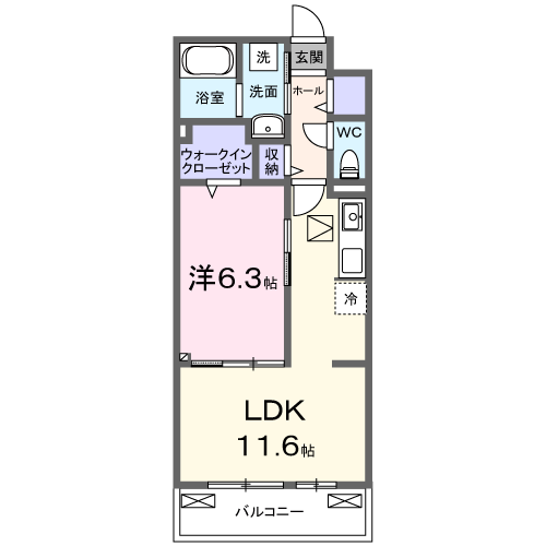 KSパーシモン(1LDK/1階)の間取り写真