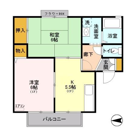 セジュールエメロード(2K/1階)の間取り写真