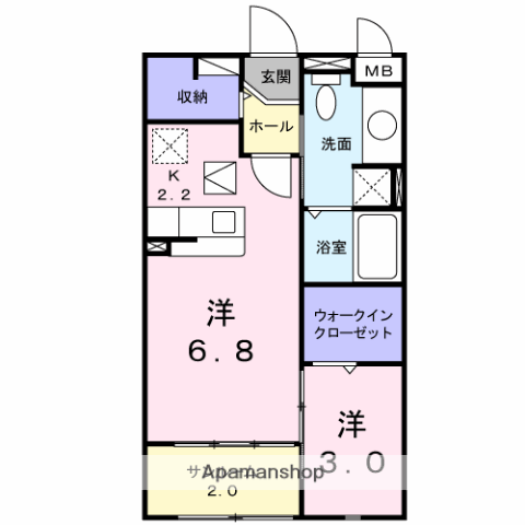 ウィッシュ(1LDK/1階)の間取り写真