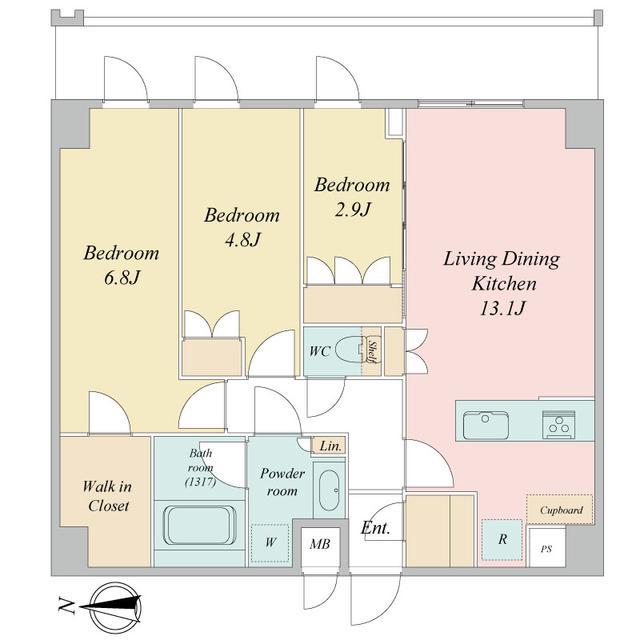 LIME RESIDENCE KAWAGUCHI イースト(3LDK/8階)の間取り写真