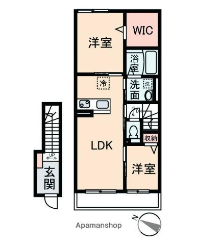 シャルマン(2LDK/2階)の間取り写真