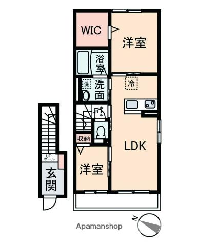 シャルマン(2LDK/2階)の間取り写真