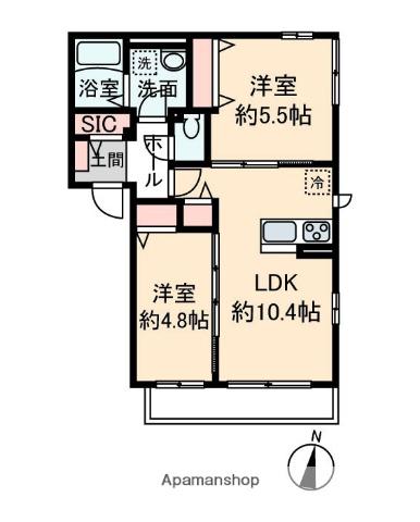 ラピスラズリ(2LDK/3階)の間取り写真