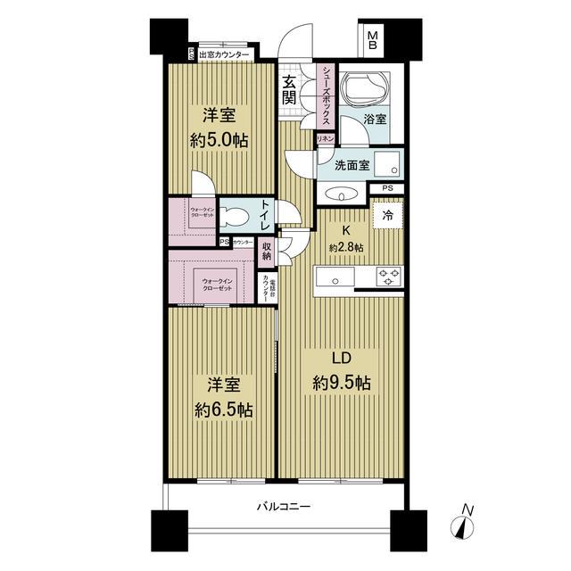 プラティーク クレイヴ(2LDK/11階)の間取り写真