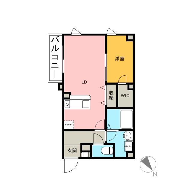 アンプルール フェール クローバー(1LDK/2階)の間取り写真