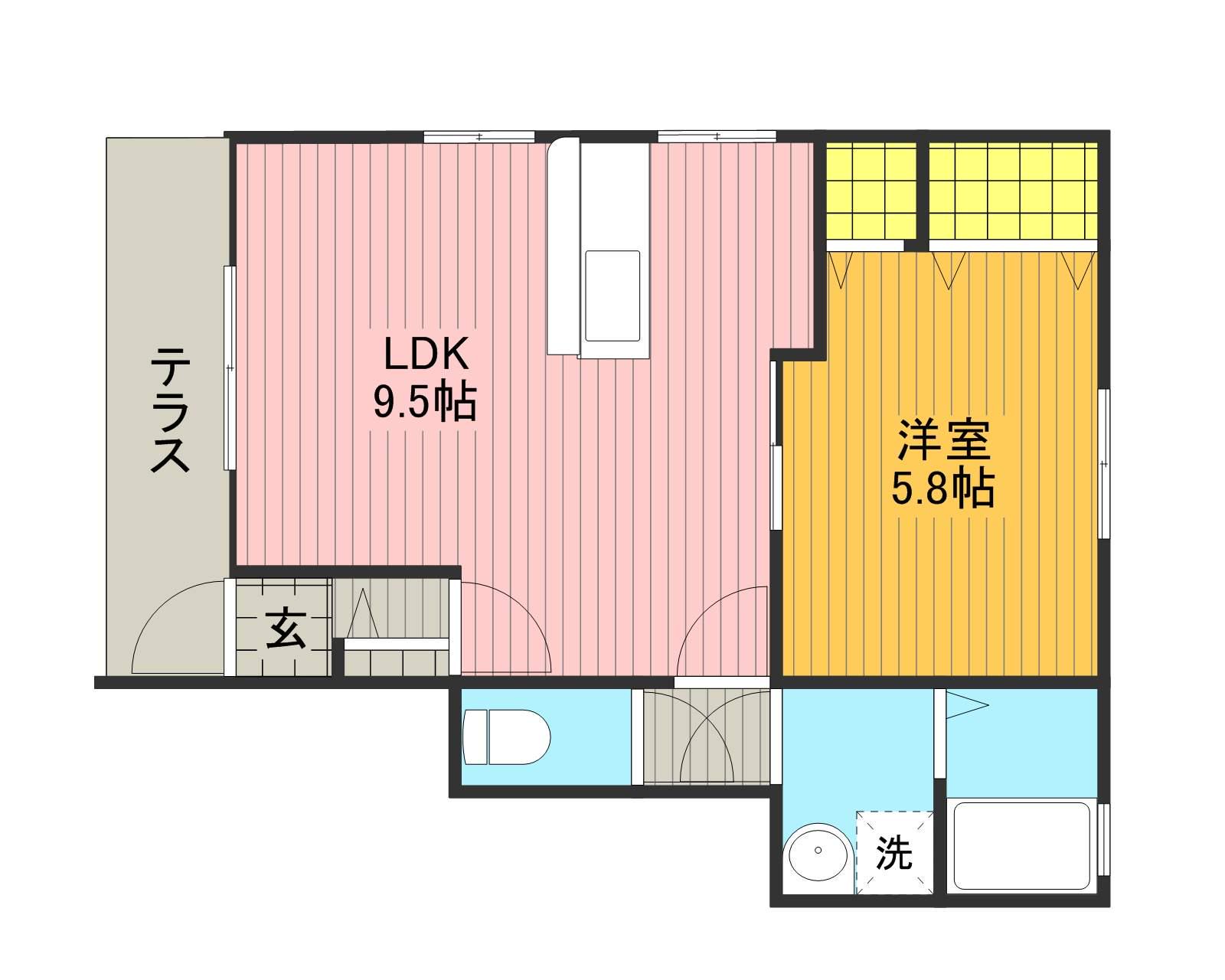ツインコートモダンコート(1LDK/1階)の間取り写真