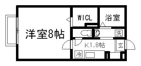 プランドール(1K/2階)の間取り写真