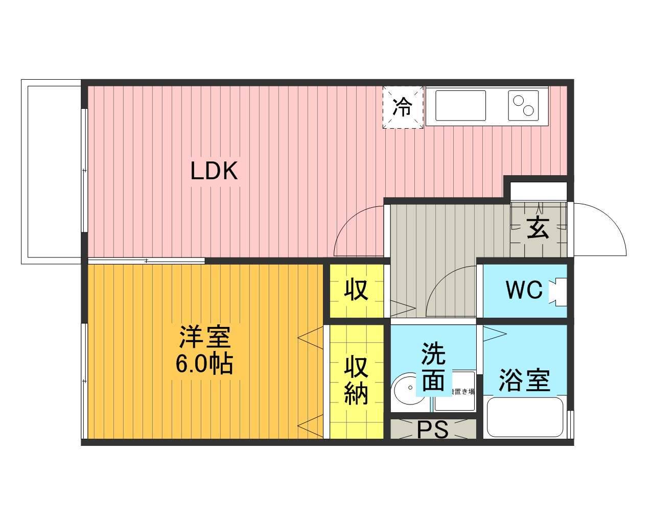 サンハイツ(1LDK/1階)の間取り写真