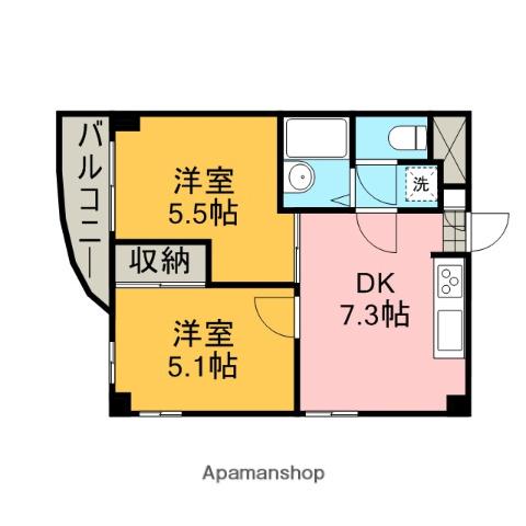 ラトゥールTAKAHASHI(2DK/6階)の間取り写真